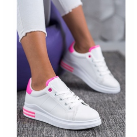 SHELOVET Zapatillas de deporte atadas de moda blanco rosa 1