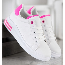 SHELOVET Zapatillas de deporte atadas de moda blanco rosado 5