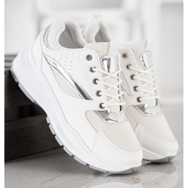Ideal Shoes Zapatillas deportivas con estilo blanco 4