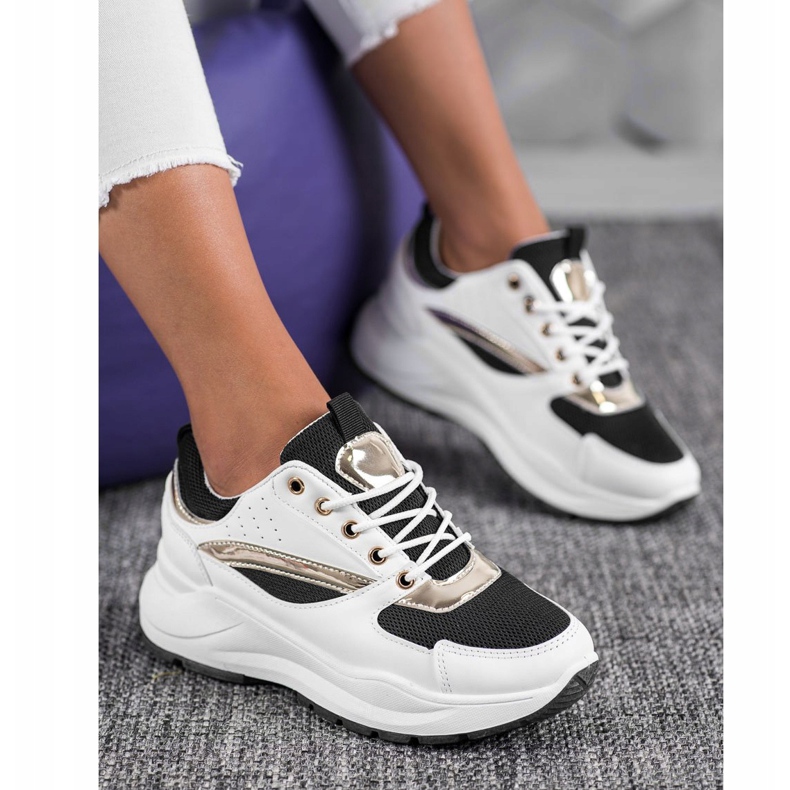 Ideal Shoes Zapatillas deportivas con estilo blanco negro 2