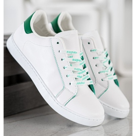 SHELOVET Calzado deportivo de moda blanco verde 4