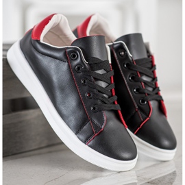 SHELOVET Calzado deportivo clásico negro rojo 2