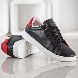 SHELOVET Calzado deportivo clásico negro rojo 3
