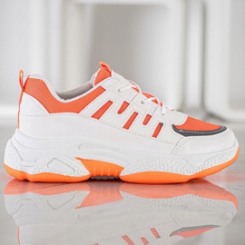SHELOVET Zapatillas cómodas con malla blanco naranja 3