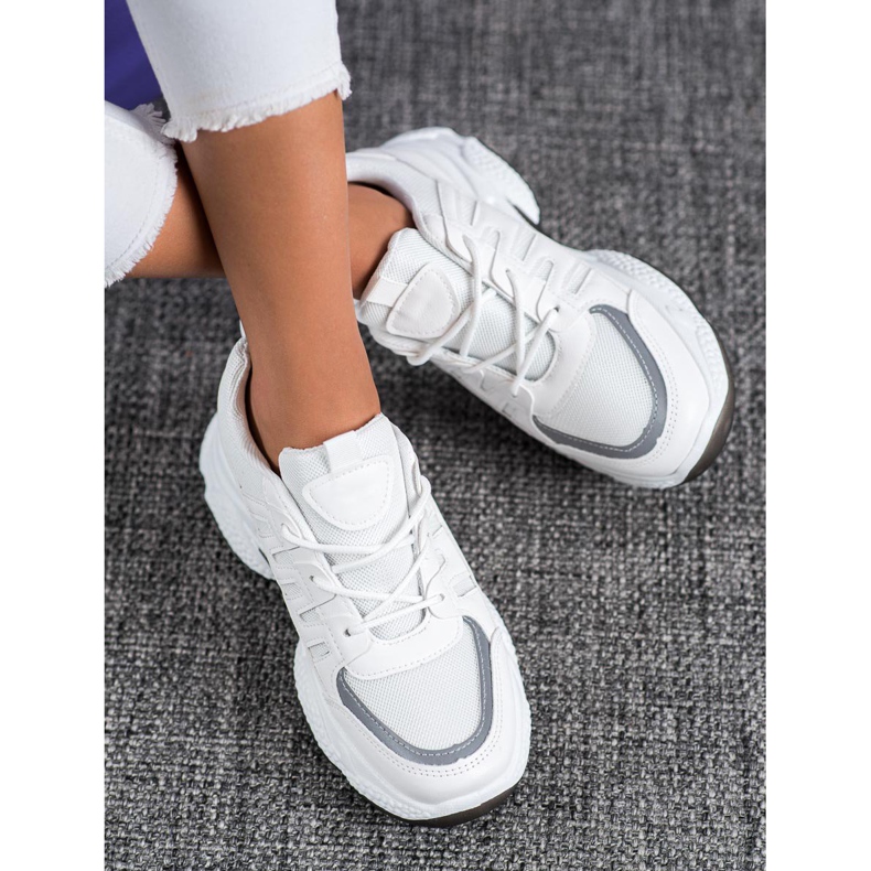 SHELOVET Zapatillas cómodas con malla blanco 2