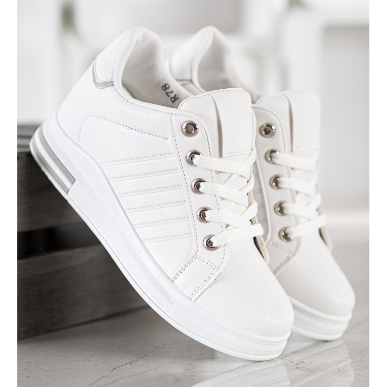 SHELOVET Zapatillas de cuña blancas blanco 2