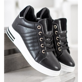 SHELOVET Zapatillas de cuña negras negro 4