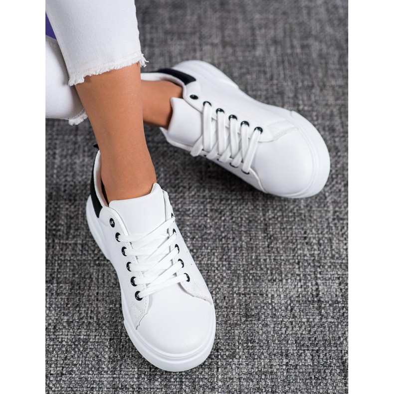 SHELOVET Zapatillas blancas con estilo blanco negro 1