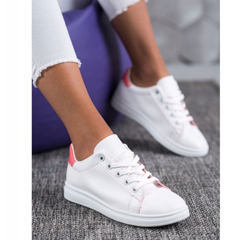 SHELOVET Calzado deportivo clásico blanco rosado 1