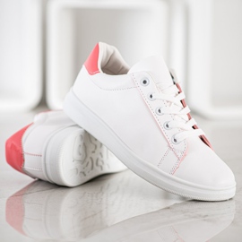 SHELOVET Calzado deportivo clásico blanco rosado 4