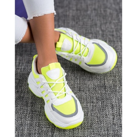 SHELOVET Zapatillas cómodas con malla blanco amarillo 2