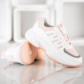 SHELOVET Zapatillas cómodas con malla blanco rosado 3