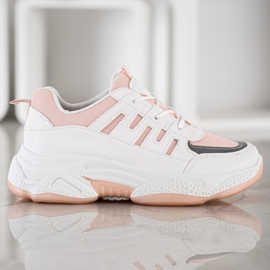 SHELOVET Zapatillas cómodas con malla blanco rosado 4