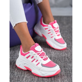SHELOVET Zapatillas cómodas con malla blanco rosado 5