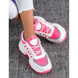 SHELOVET Zapatillas cómodas con malla blanco rosado 1