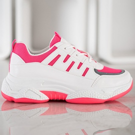 SHELOVET Zapatillas cómodas con malla blanco rosa 2