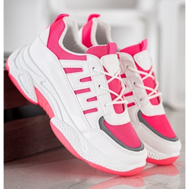 SHELOVET Zapatillas cómodas con malla blanco rosado 4