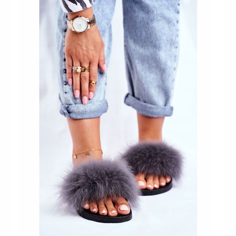 Pantuflas de Mujer con Piel Natural Gris Bushido 2