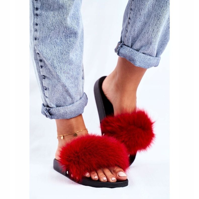 Pantuflas de Mujer con Piel Natural Bushido Rojo 1