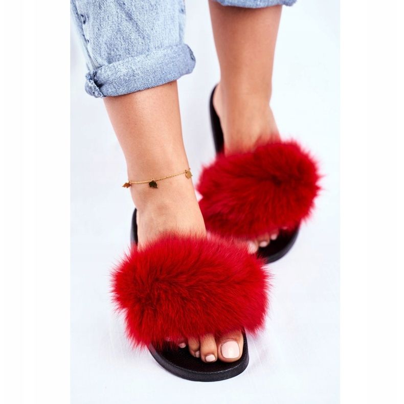 Pantuflas de Mujer con Piel Natural Bushido Rojo 2