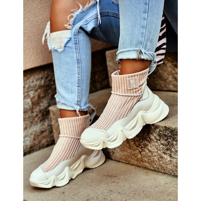 Zapatos Deportivos Altos De Mujer Big Star White GG274608 blanco 1