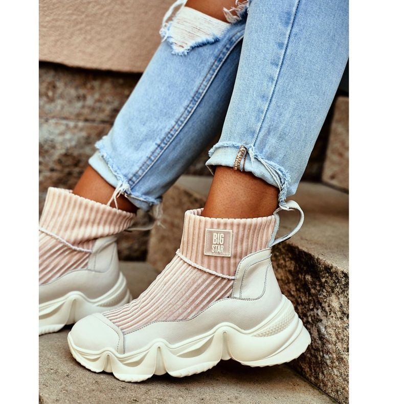 Zapatos Deportivos Altos De Mujer Big Star White GG274608 blanco 2