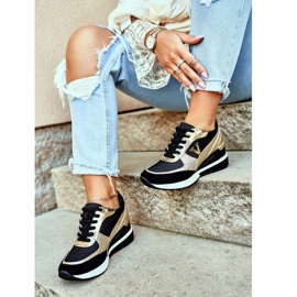 Vinceza Zapatillas Deportivas Mujer Zapatillas Negras y Doradas 21-10574 negro amarillo 1