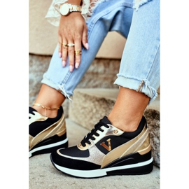 Vinceza Zapatillas Deportivas Mujer Zapatillas Negras y Doradas 21-10574 negro amarillo 2