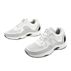 Zapatillas deportivas blancas de moda hechas de cuero ecológico CH005 blanco gris 2