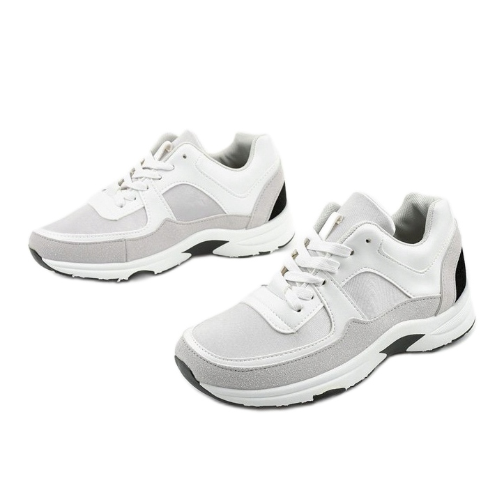 Zapatillas deportivas blancas de moda hechas de cuero ecológico CH005 blanco gris 2 Zapatillas deportivas blancas de moda hechas de cuero ecológico CH005 blanco gris 2