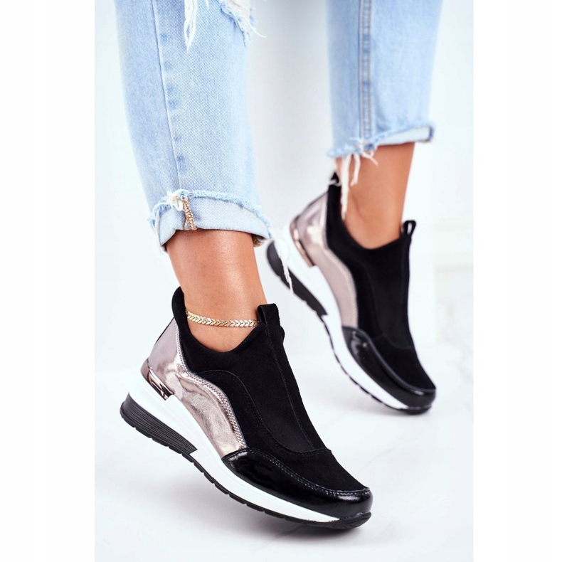 Vinceza Zapatos Deportivos De Mujer Sneakers Cuero Negro 21-7780 1