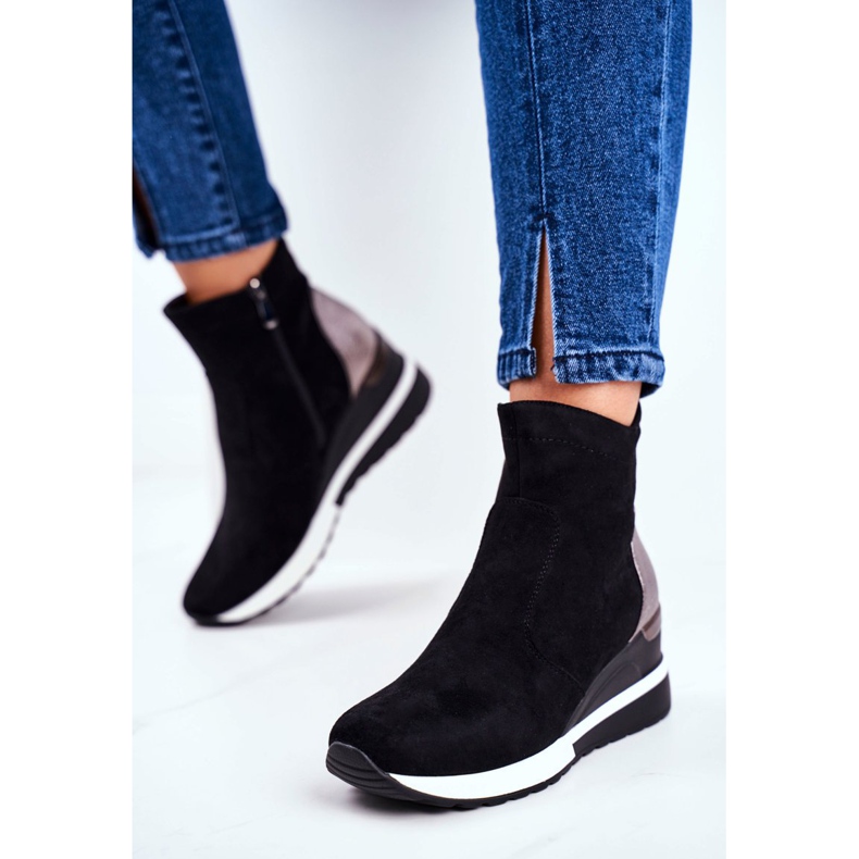 Vinceza Zapatos deportivos de mujer Zapatillas altas negras 21-10573 negro 2