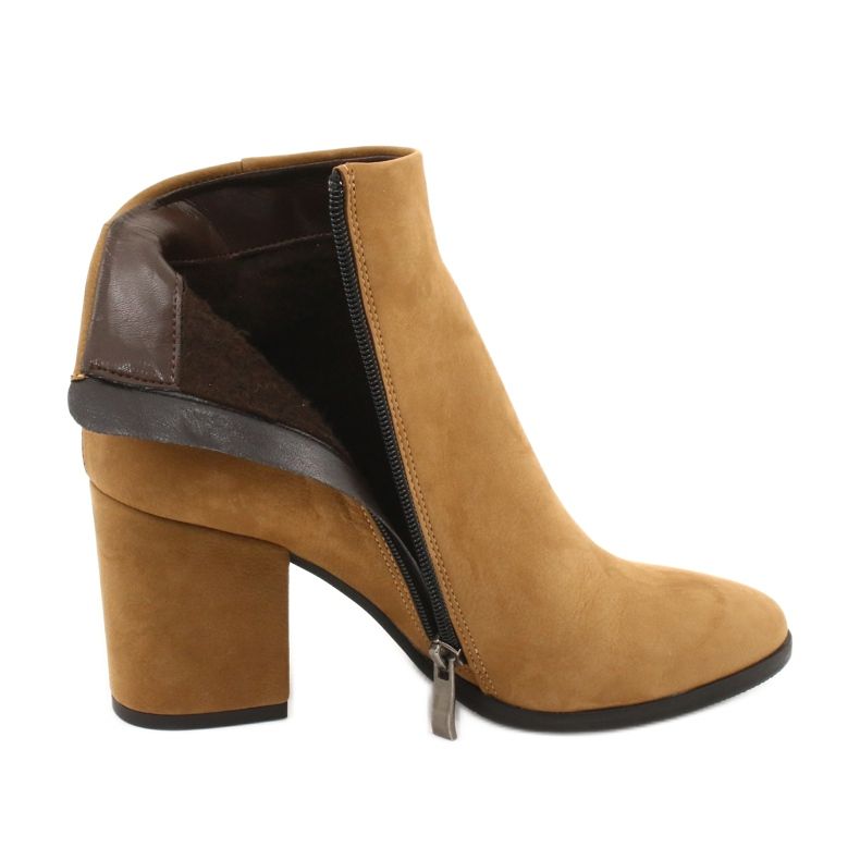 Kaniowski Botas de cuero para mujeres K-0307 Toffee/Beige 5