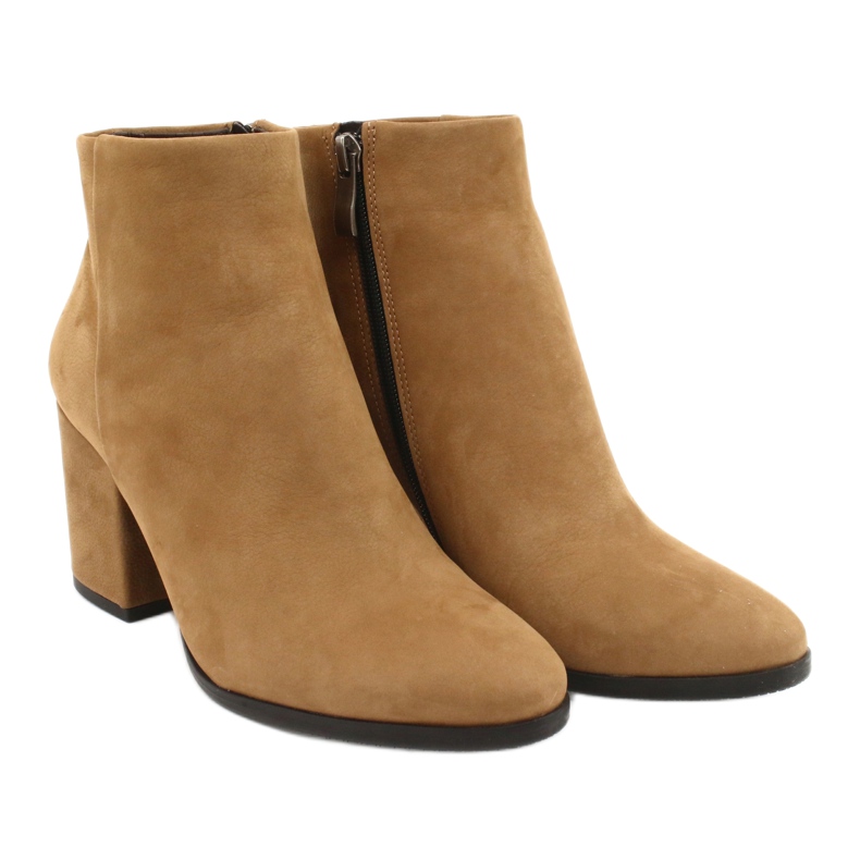 Kaniowski Botas de cuero para mujeres K-0307 Toffee/Beige 4