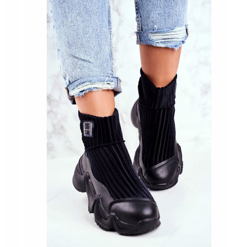 Zapatos Deportivos Altos Para Mujer Big Star Black GG274607 negro 2