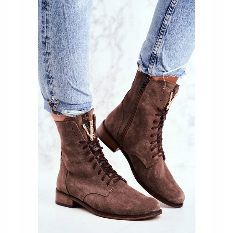 Botas de Mujer Nicole Leather Nubuck Cappuccino 2593 marrón 2