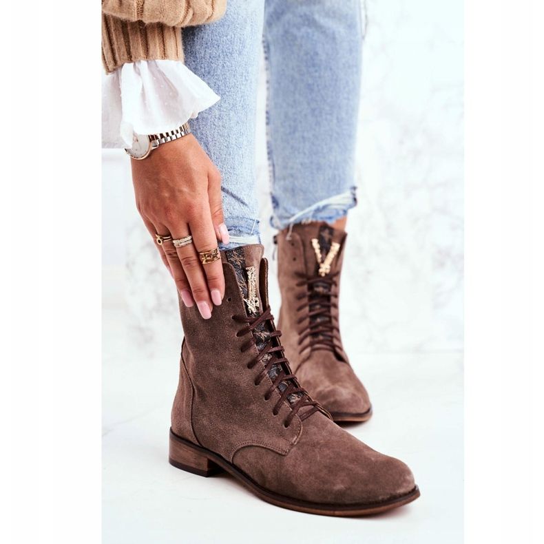 Botas de Mujer Nicole Leather Nubuck Cappuccino 2593 marrón 1