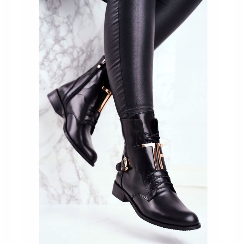 Botas Mujer Nicole Piel Negra 2591 negro dorado 2