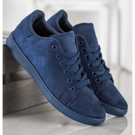 SHELOVET Zapatillas de ante azul marino 1