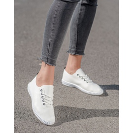 SHELOVET Deportivas ligeras con piel ecológica blanco 1