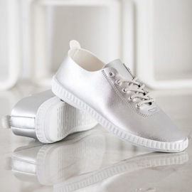 SHELOVET Zapatillas plateadas con cuero ecológico plata 3