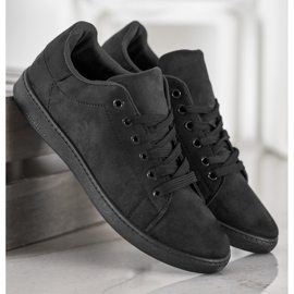 SHELOVET Zapatillas de ante negras negro 4