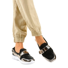 Zapatillas deportivas slip-on negras y doradas B120-2 negro dorado 2