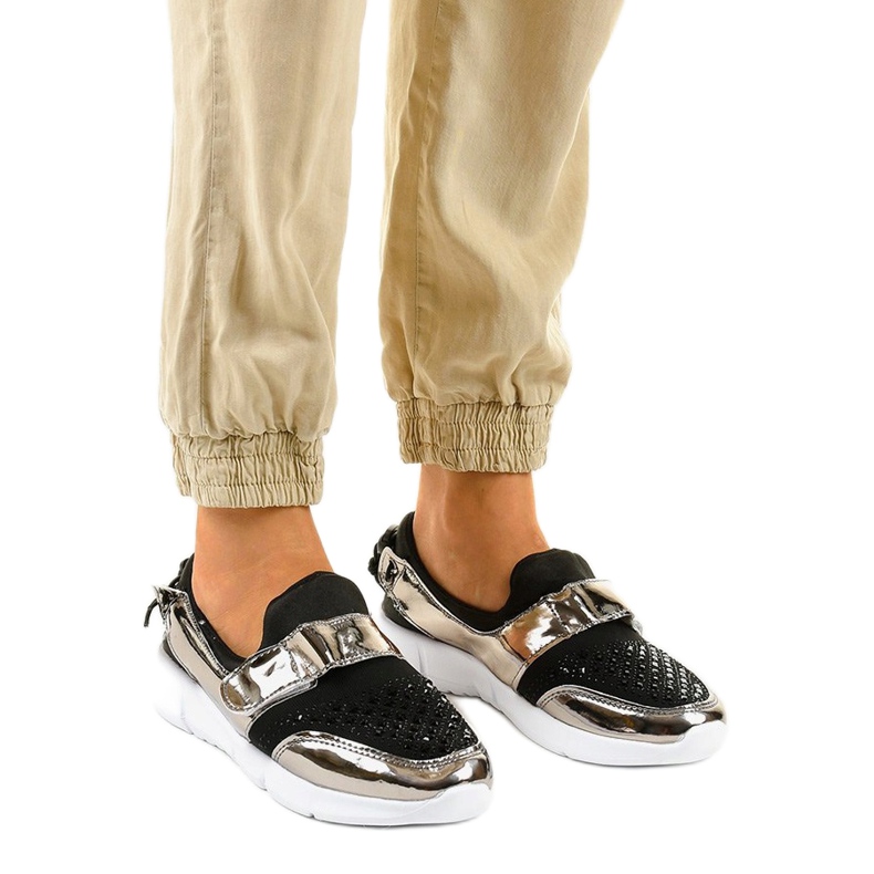 Zapatillas deportivas slip-on negras y doradas B120-2 negro dorado 1