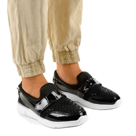 Zapatillas deportivas sin cordones en blanco y negro B120-1 1 Zapatillas deportivas sin cordones en blanco y negro B120-1 1