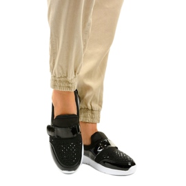 Zapatillas deportivas sin cordones en blanco y negro B120-1 2 Zapatillas deportivas sin cordones en blanco y negro B120-1 2