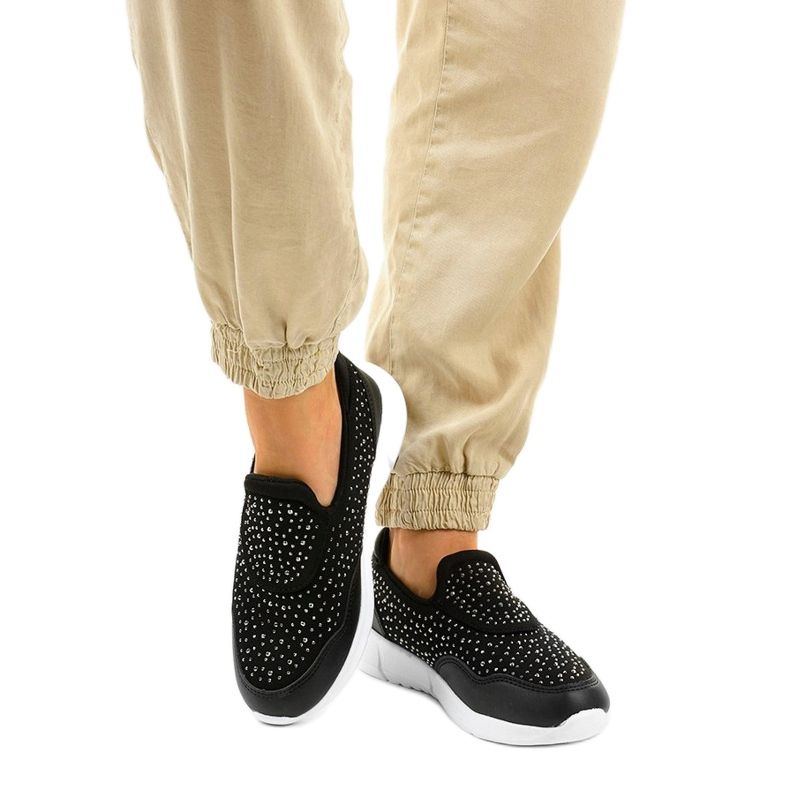 Calzado deportivo sin cordones en blanco y negro B84-1 1