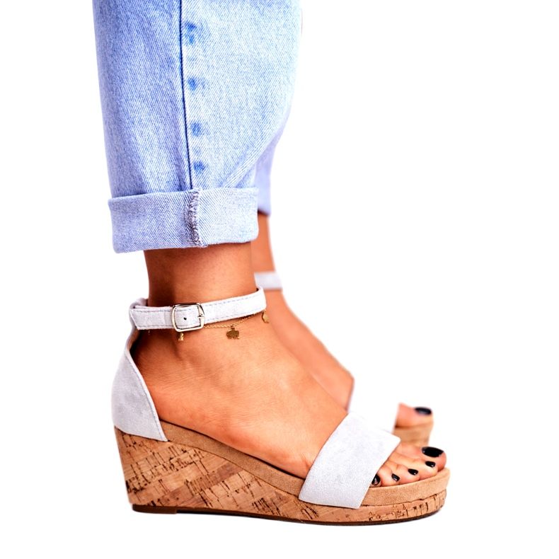 SEA Sandalias de mujer con cuña gris MarryMe 3