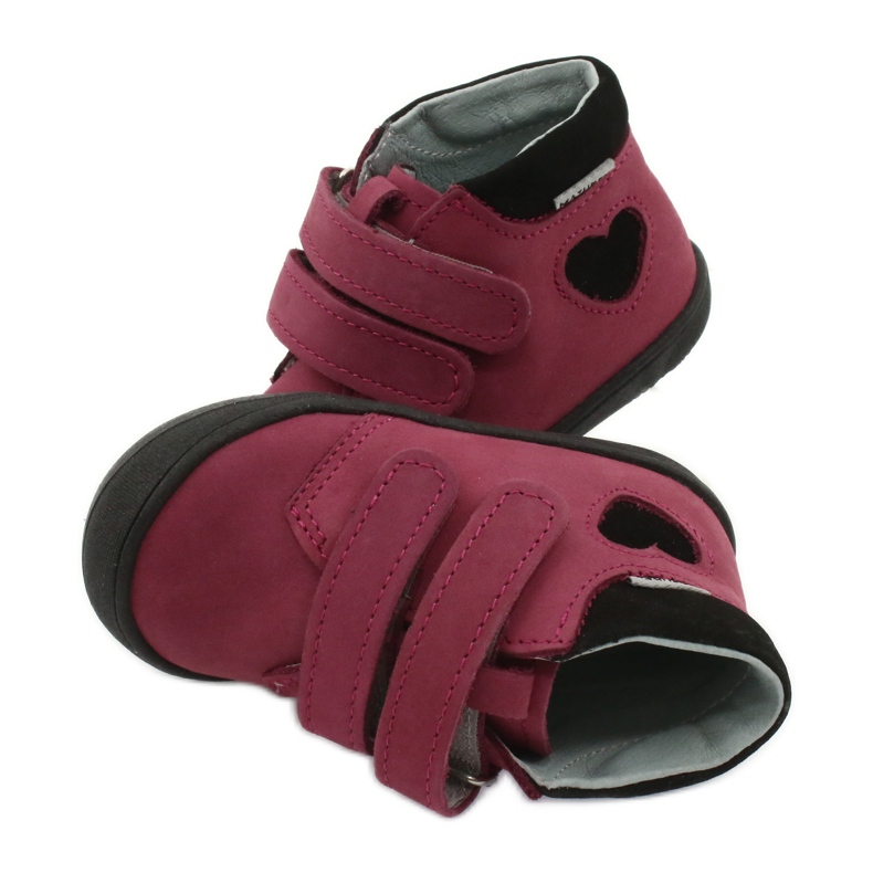 Zapatos velcro corazón Mazurek 1341 claret / negro rojo 4