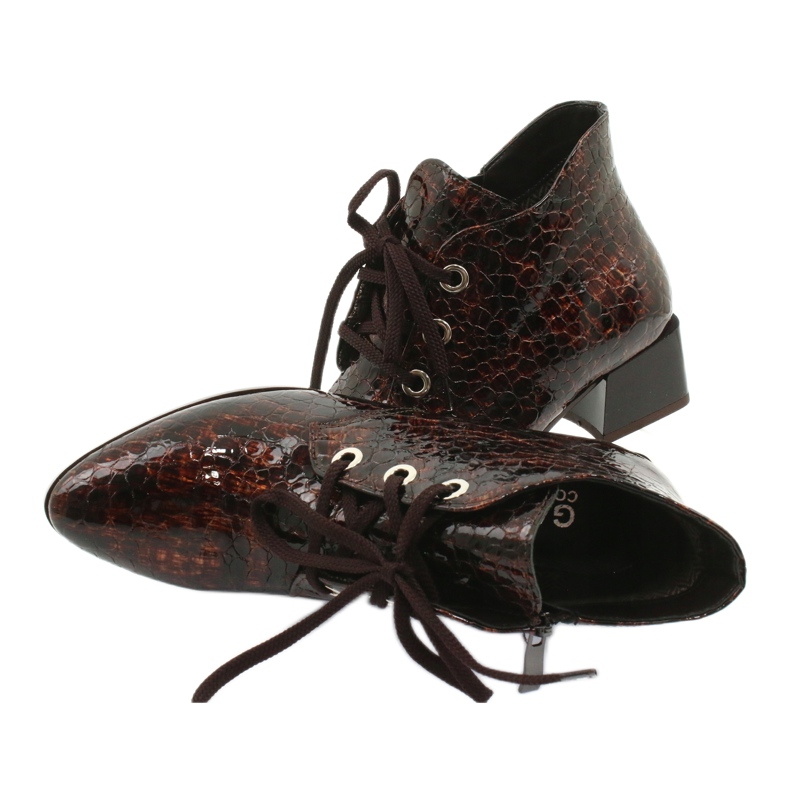 Gamis Bota lacada de piel de serpiente 4055 marrón 4